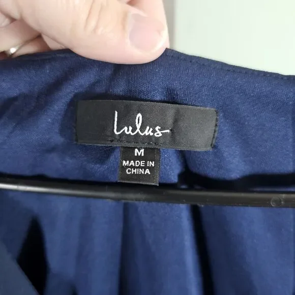 Lulus Women's Navy Blue Shifting Dears Long Sleeve Shift Dress Size Medium - Picture 5 of 9